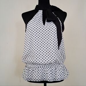 New York & Company Black and White Polka Dot Blouse